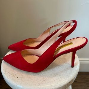 Red Suede Sling back heels